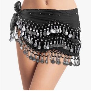 Brown belly dancer sash scarf belt coins
